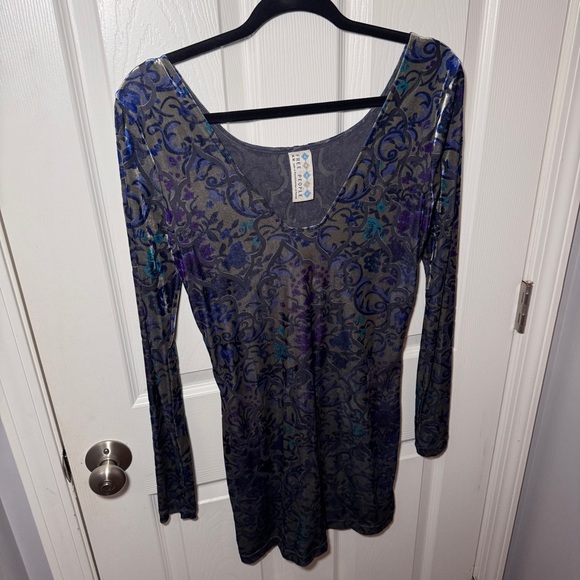 Free People Burnout Velvet Long Sleeve Bodycon Mini Dress - Picture 6 of 14